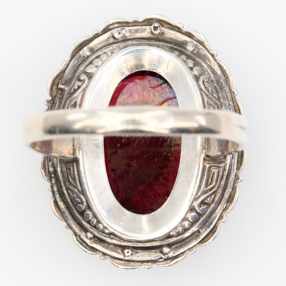 Antique Silver Dragons Breath With Paste Stones Georgian Revival Ring 1920s - Picture 7 of 10